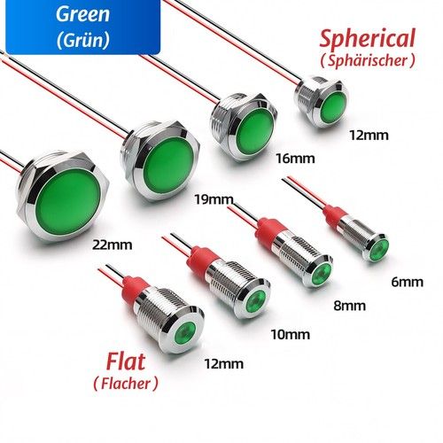 6-22mm Waterproof Metal LED Indicator Pilot Dash Light Panel Lamp AC/DC 3V-220V