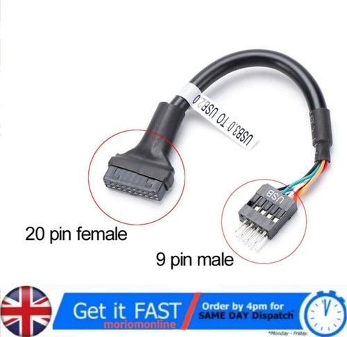 19 Pin USB 3.0 Female to 9 Pin USB 2.0 Male Motherboard Cable Adapter Converter