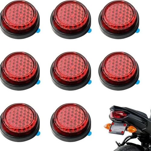 6PCS Self‑Adhesive Motorcycle Reflectors – 22mm Red Safety Stick‑On Set