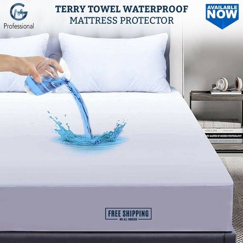 Non-Noisy Waterproof Mattress Protector Fitted Double Bed Cover Anti Allergy Bed