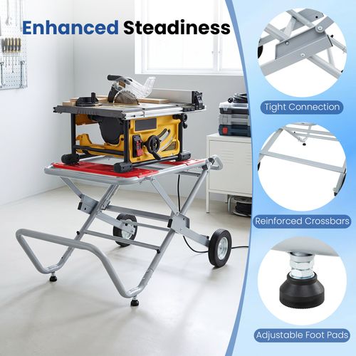 Rolling Table Saw Stand Woodworking Metal Base With Adjustable Mounting Options — image 9