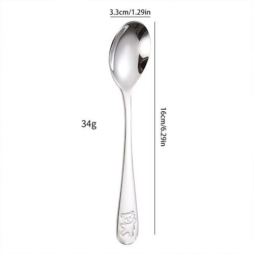 Cute Bear Children Spoon and Fork Set Toddler Utensils Metal Cutlery Safe DH