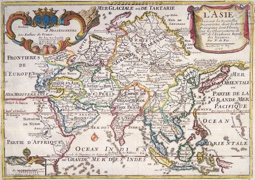 Original Antique Map 1717 ASIA, L'Asie Genuine Nicolas De Fer hand coloured map