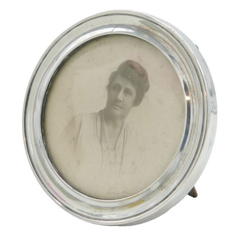Edwardian Sterling Silver Circular Picture Frame Antique c1905 Birmingham — image 1