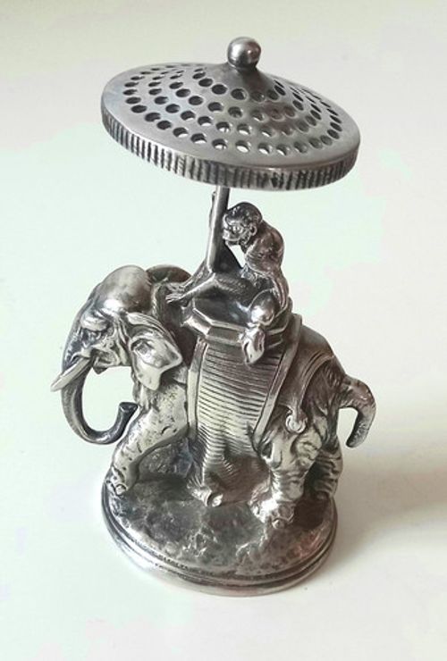 CHRISTOFLE - toothpick holder - monkey on elephant - very rare!!!!
