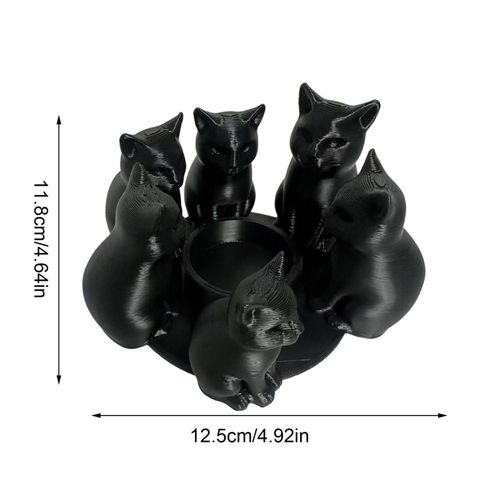 Black Cats Candle Tea Light Holder 3D Printing Cats Animal Candle Holder — image 3
