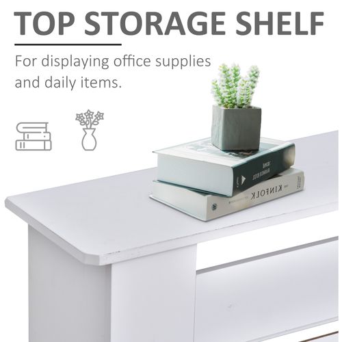 Extendable Radiator Cover Cabinet Shelving Slatted Design MDF White Home Office — image 4