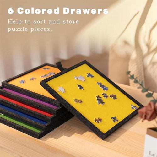 1000PCS Tilting Puzzle Board with 2in1 Designed Stand Cover Felt Mat w/ 6 Drawer — image 8