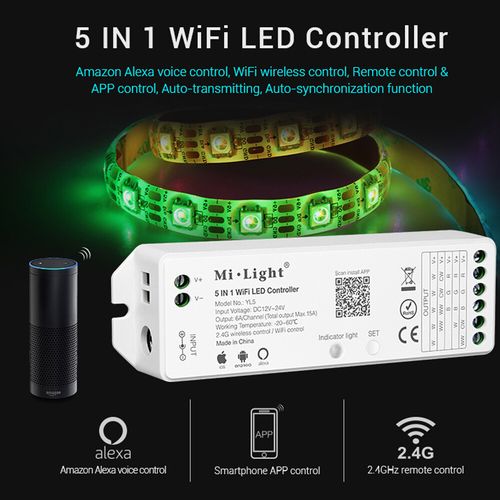 5in1 WiFi LED Controller WL5 for Amazon Alexa Compatible LED Strips 12-24V — image 1