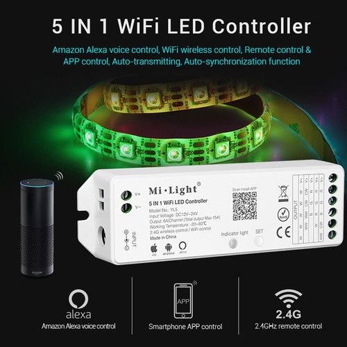 5in1 WiFi LED Controller WL5 for Amazon Alexa Compatible LED Strips 12-24V