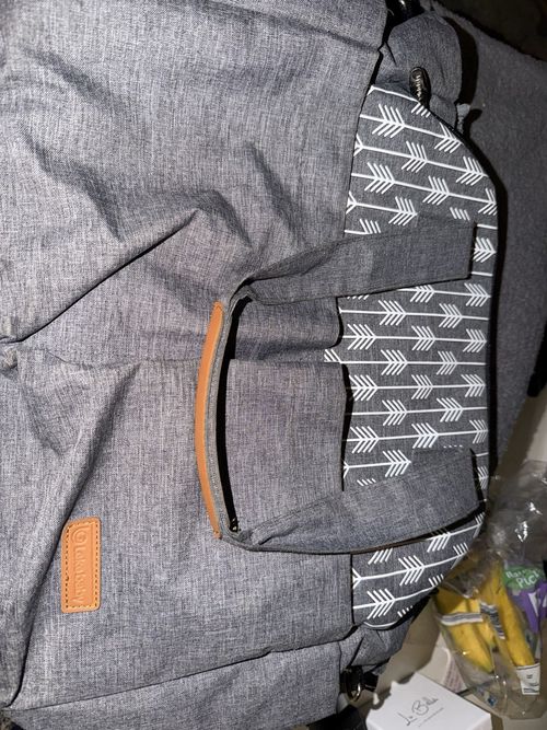 Lekebaby Grey Messenger Changing Bag Nappy Bag, White Arrow Pattern — image 7