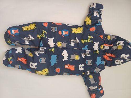 M&S Baby Navy Animal Print Hooded Snowsuit Full Zip 3-6 Months — image 4