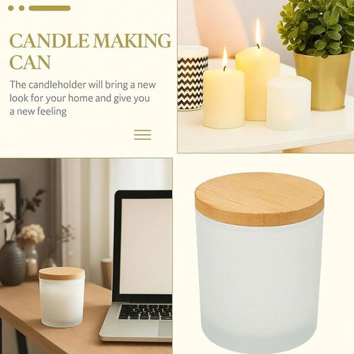 15 Frosted Candle Jars 7oz Bamboo Lids + 5kg Soy Wax Flakes Candle Making Kit — image 8