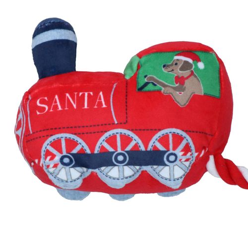 Dog Christmas Santa Paws Express Rope Plush Toy  Squeaky Rope Play Xmas Gift — image 2