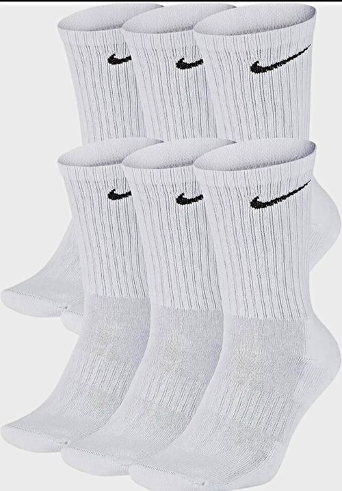 Nike Men’s Cotton Crew Socks Mid Calf White/Black Swoosh Logo 6 Pairs M — image 1
