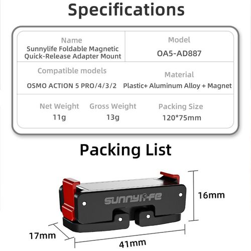 Magnetic Magnetic Mount Adapter for OSMO Action 5 Pro/4/3/2 Action Camera — image 2