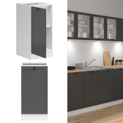 Corner Kitchen Cabinets Set Complete DIY Fitted 9 Units Shaker Dark Grey Junona — image 11