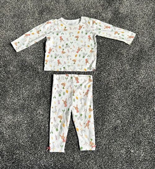Mini Cuddles 2pc Baby Pyjama Set 6-9M Cotton Jersey Animal Print Long Sleeve