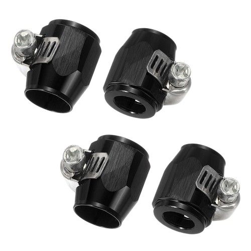 4pcs 4AN Hose Finisher Clamp Aluminium Alloy Fuel Line Hose Clips, Black