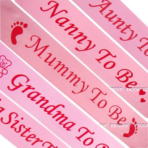BABY SHOWER SASHES  Mummy to be  Nanny, Aunty & Big Sister & Grandma to be sash