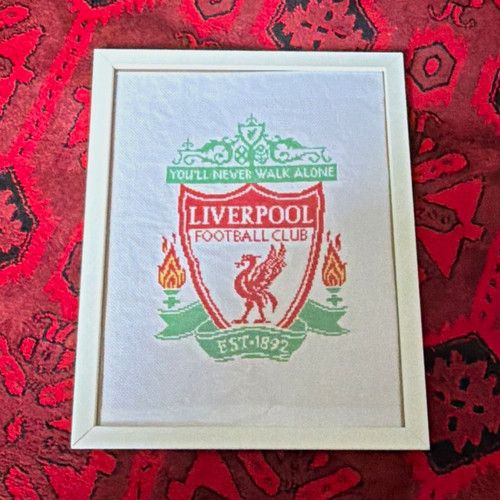Liverpool Football Club Crest Club cross stitch. 13in x 17in