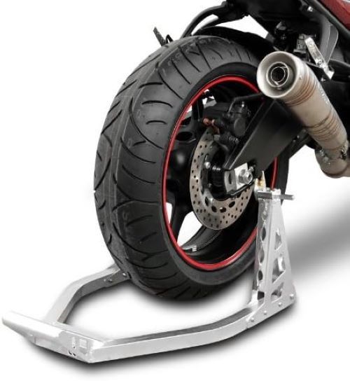 Motorcycle Paddock Stand Heavy Duty Front and Rear Stand Set Lightweight Silver — image 4