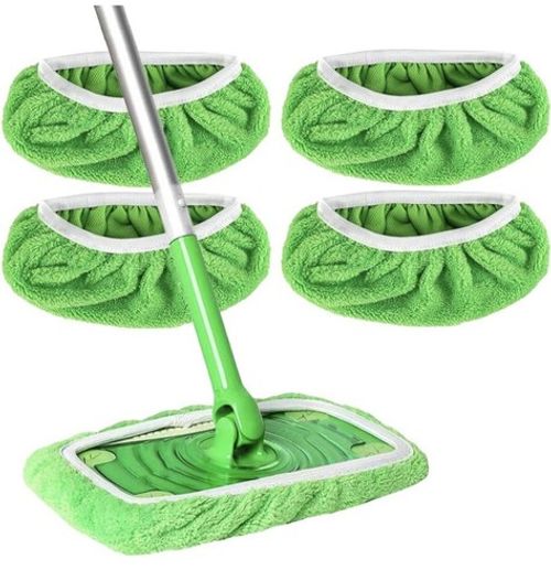 4 Pack Reusable Microfiber Mop Pads Washable Refills Wet & Dry Floor Cleaning