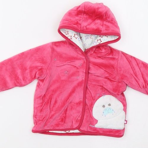 Marks & Spencer Girls Jacket Size 3-6 Months Pink Long Sleeve Hooded — image 7