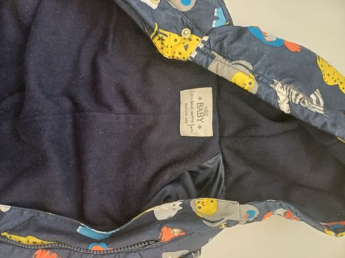 M&S Baby Navy Animal Print Hooded Snowsuit Full Zip 3-6 Months — image 2