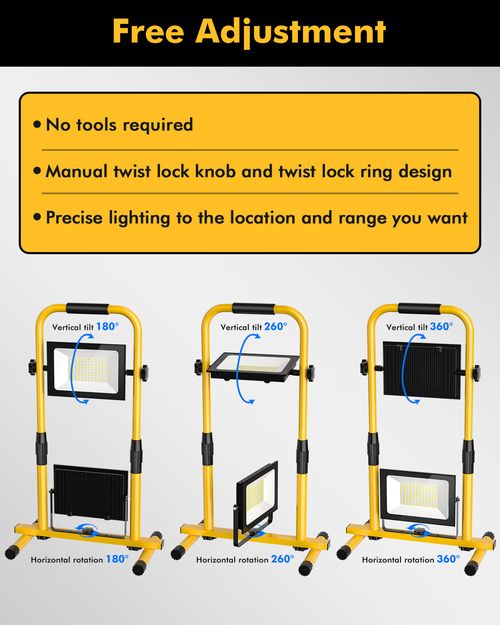 Work Lights Tripod Site LED Mains Powered Portable 230v 200W Light Stand — image 6