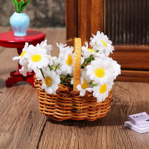 Mini Basket Miniature Basket Rattan Flower Woven Picnic Hand Willow Tiny Wicker — image 3
