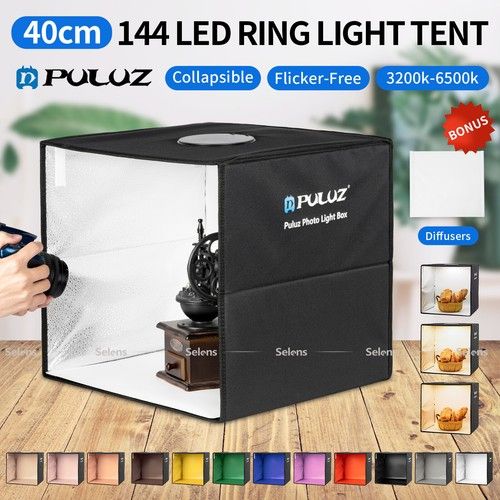 16" 10" PULUZ Portable LED Photo Light Box Tent Cube Photography Studio 40x40cm