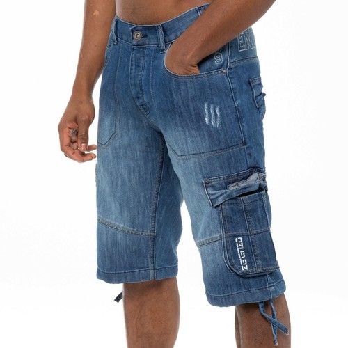 Enzo Mens Shorts Cargo Combat Work Shorts Pockets Knee Length Denim Half Pants