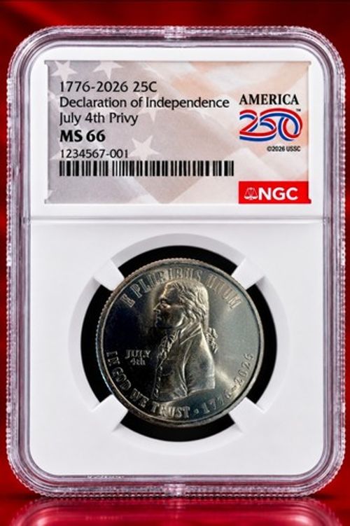 1776-2026 25C Declaration of Independence July 4th Privy Quarter NGC MS66 %presa