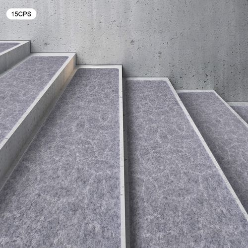 15 Pcs Stair Treads Carpet/Mats Non-Slip Self Adhesive Tape 8 x 30" w/TPR Gray — image 1
