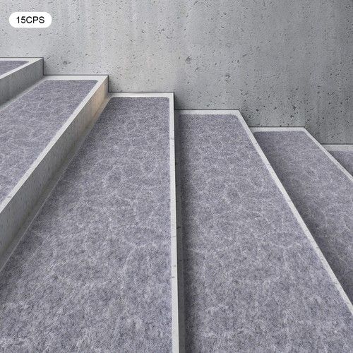 15PCS Non-Slip Stair Treads Mats Self Adhesive Carpet Tape 8 x 30" TPR Gray