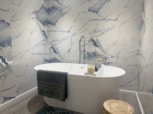 Glacier Blue Marble 1000mm Wide PVC Shower Wall Panel Wet Wall Cladding 2400mm