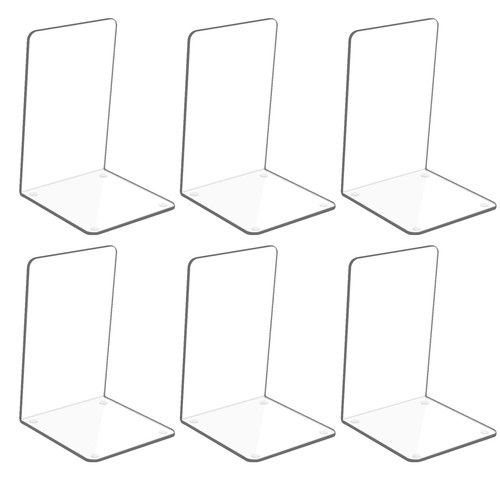 Hiziwimi 6 Pcs Acrylic Bookends for Heavy Books - Clear Book no, Transparent