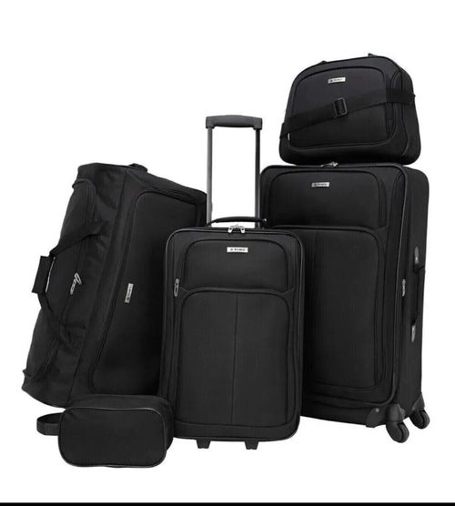 Suitcase 4 Wheel 5 piece suit case Luggage Set Hand Cabin Luggage Black Spinner — image 1
