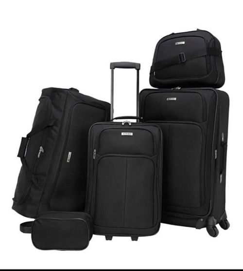 Suitcase 4 Wheel 5 piece suit case Luggage Set Hand Cabin Luggage Black Spinner