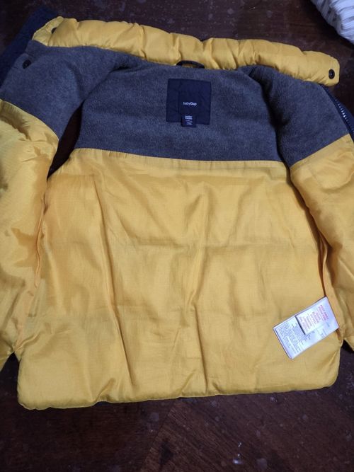 babyGap Puffer Vest Full Zip Pockets Stand-Up Collar Navy/Yellow 2-3Y — image 5