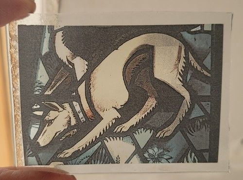 Stained glass hunting dog permanent kiln fired glass piece