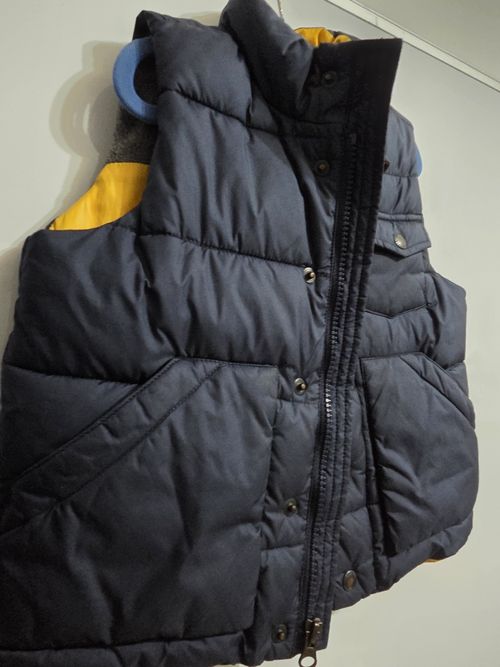 babyGap Puffer Vest Full Zip Pockets Stand-Up Collar Navy/Yellow 2-3Y — image 2