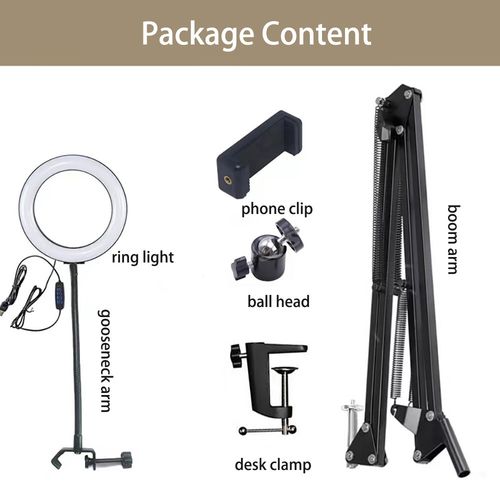 Overhead Phone Camera Mount with Ring Light Adjustable Scissor Arm Stand Tripod — image 8