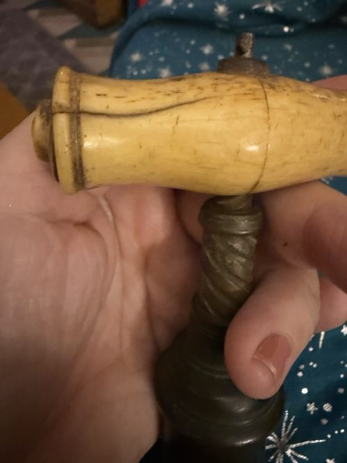 Georgian Thomason Patented Crested Brass & Bovine Bone Corkscrew C 1802 — image 6