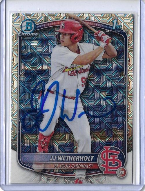 JJ Wetherholt Autographed 2025 Bowman Chrome Prospects MOJO REFRACTOR BCP22 RC — image 1