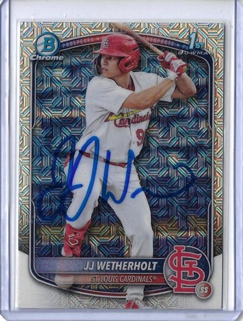 JJ Wetherholt Autographed 2025 Bowman Chrome Prospects MOJO REFRACTOR BCP22 RC
