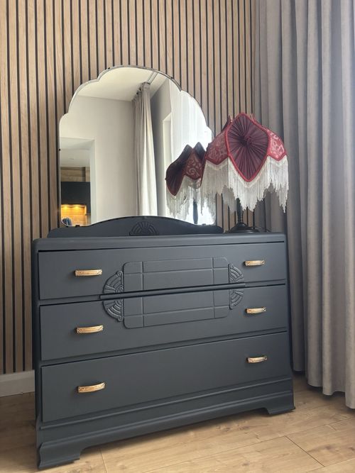 Vintage Oak Dressing Table With Mirror (refurbished) — image 7