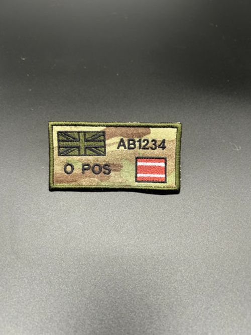 Army Zap Number & Blood Group Badge, Military Patch, Hook & Loop Option