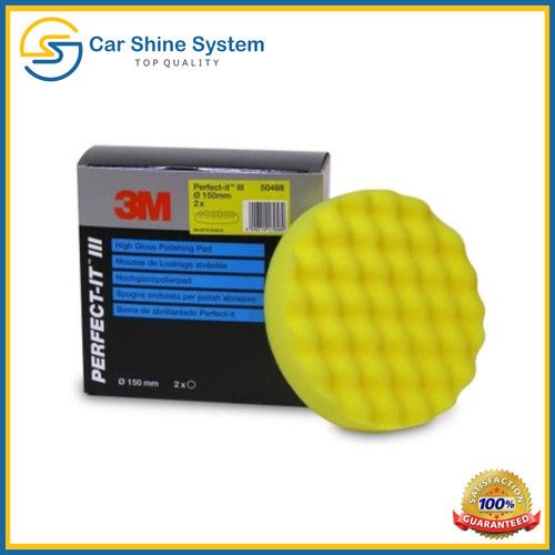 3M 50488 Perfect-it III Yellow 150mm Polishing Compounding Mop Pad Hook & Loop